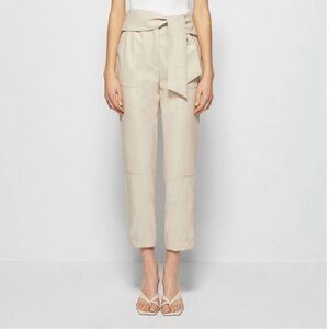 Jonathan Simkhai Tessa Vegan Leather Cream Cropped Pants size 10